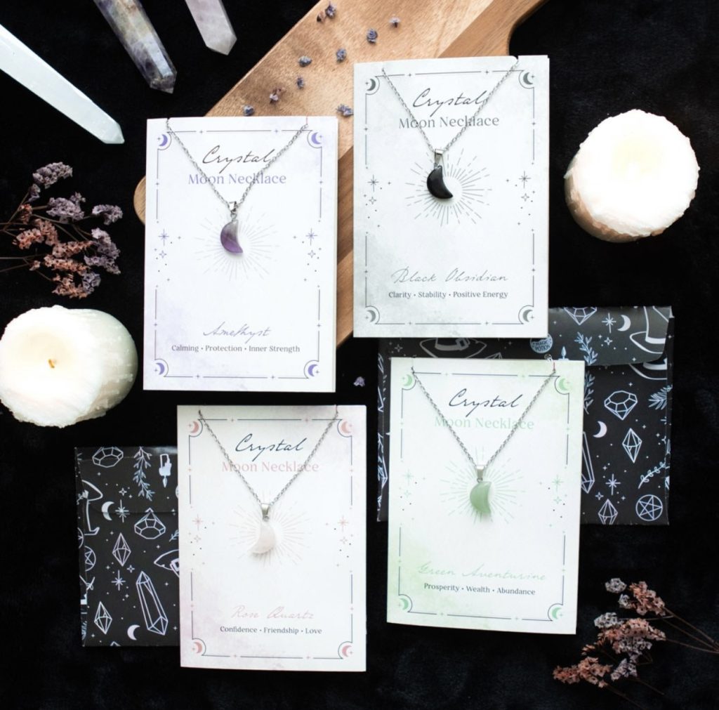 Crystal Moon Necklace On Greeting Card