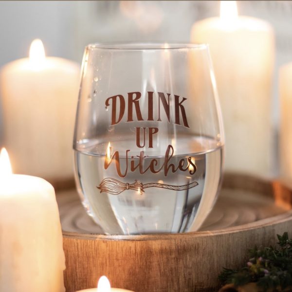 Drink Up Witches Stemless Wine Glass