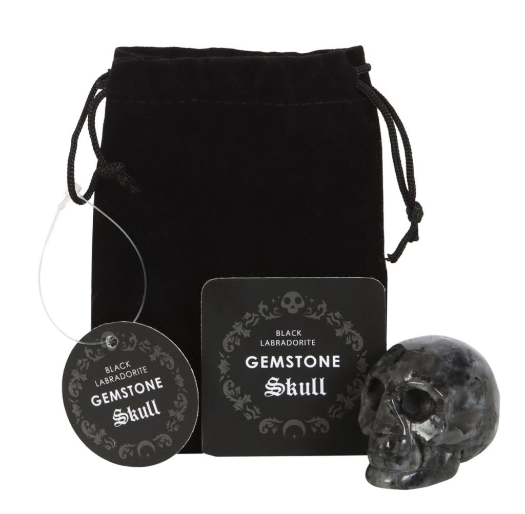 Crystal Skull Carving - Black Obsidian and Black Labradorite