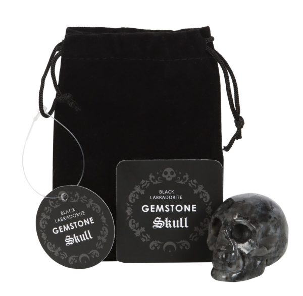 Crystal Skull Carving - Black Obsidian and Black Labradorite