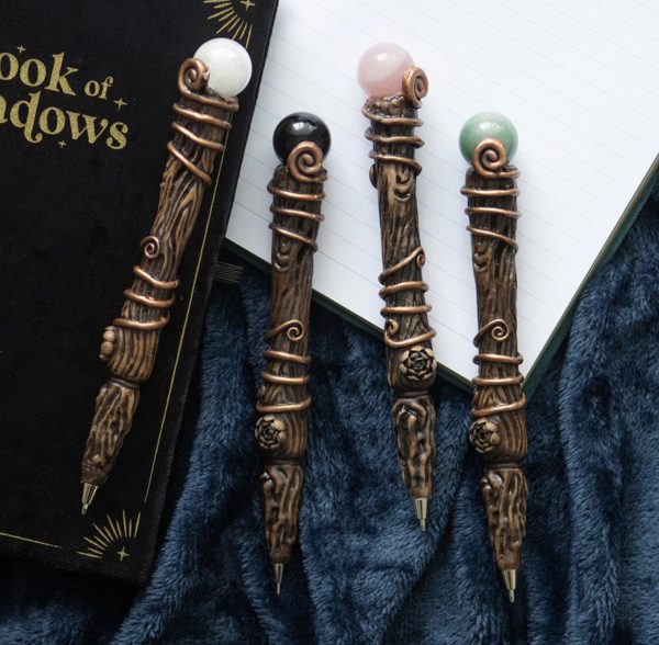 Crystal Wand Pen - Green Aventurine, Rose Quartz, Aura Quartz, Black Obsidian