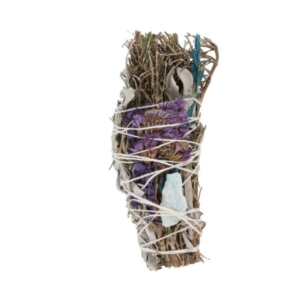 6in Ritual Wand Smudge Stick With Rosemary, Sage And Aventurine