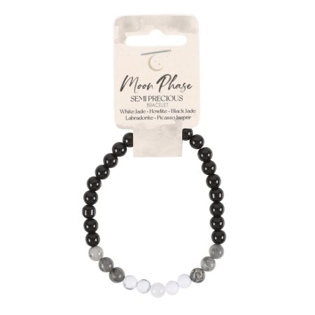 Moon Phase Crystal Bracelet - White Jade, Howlite, Larvikite, Labradorite And Black Jade