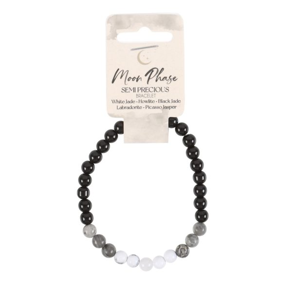 Moon Phase Crystal Bracelet - White Jade, Howlite, Larvikite, Labradorite And Black Jade