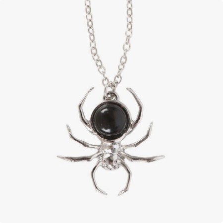 Elegant Black Obsidian Spider Pendant Necklace – Stainless Steel Gothic Jewellery