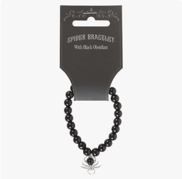 Elegant Spider Black Obsidian Beaded Bracelet – Stainless Steel Accent - Image 4