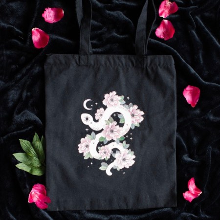 Floral Snake Polycotton Tote Bag