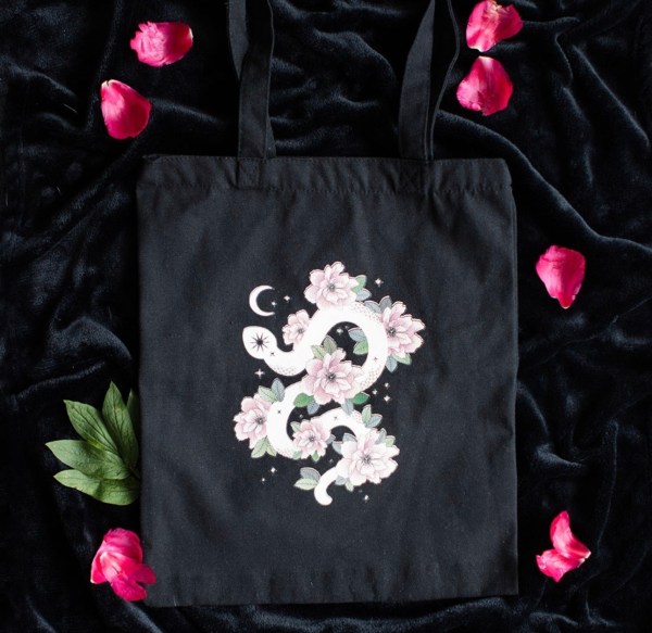 Floral Snake Polycotton Tote Bag