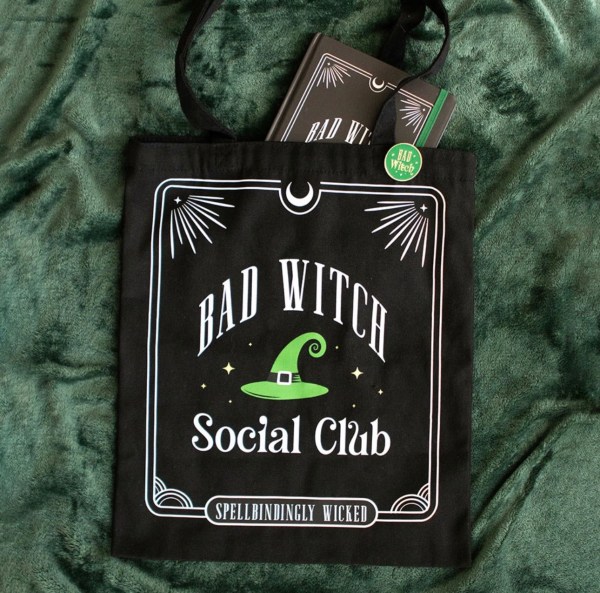 Bad Witch Social Club Polycotton Tote Bag With Pin Badge