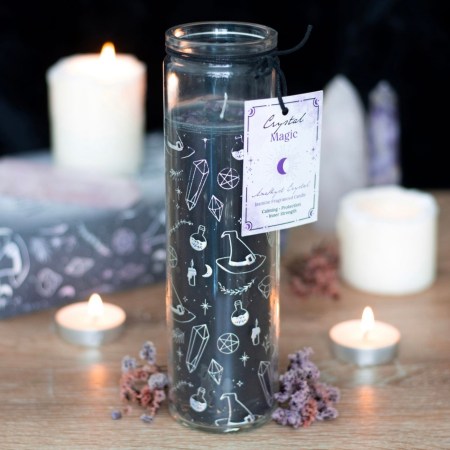 Crystal Witch Jasmine Tube Candle With Amethyst Chips