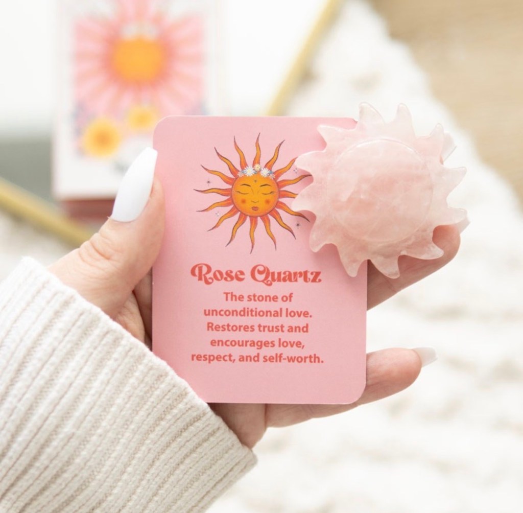 Rose Quartz Crystal Sun Keepsake Stone In A Box