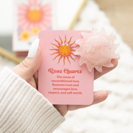 Rose Quartz Crystal Sun Keepsake Stone In A Box