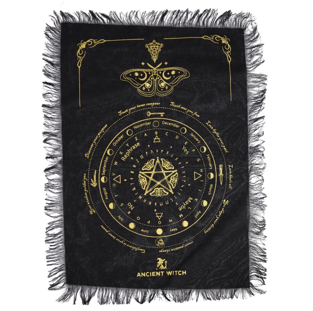 Mystic Moth - Pendulum Divination Cloth - Black & Gold