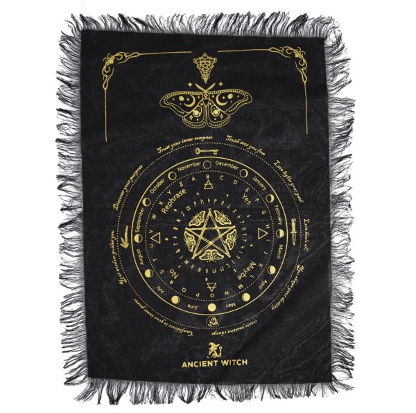 Mystic Moth - Pendulum Divination Cloth - Black & Gold
