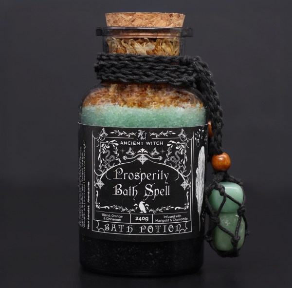Bath Spell Potion & Aventurine Crystal Amulet - Prosperity
