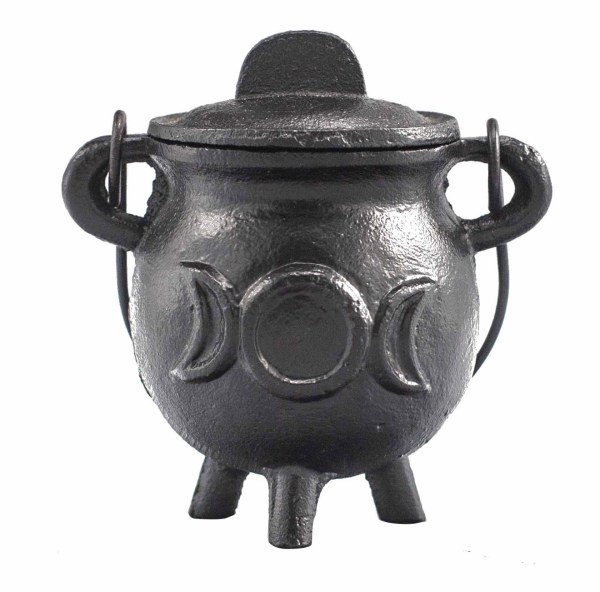 Cast Iron Cauldron with Triple Moon 6.5x13cm