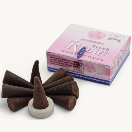 Fresh Rose Dhoop Incense Cones | Fragrance for Meditation, Relaxation & Spiritual Practice
