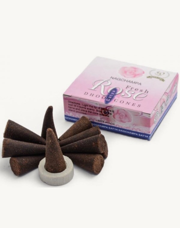 Fresh Rose Dhoop Incense Cones | Fragrance for Meditation, Relaxation & Spiritual Practice