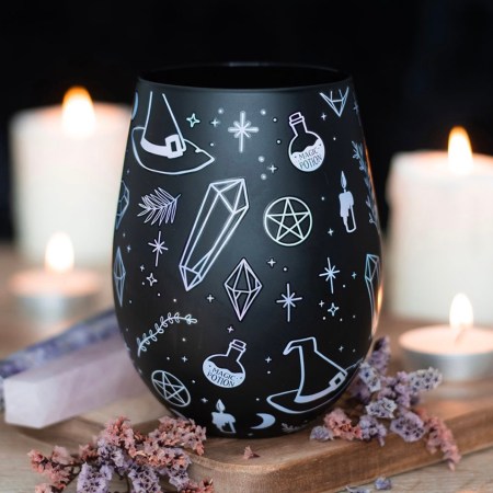 Crystal Witch Print Stemless Glass