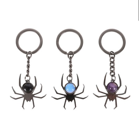 Crystal Spider Keyring - Amethyst, Black Obsidian & Opalite