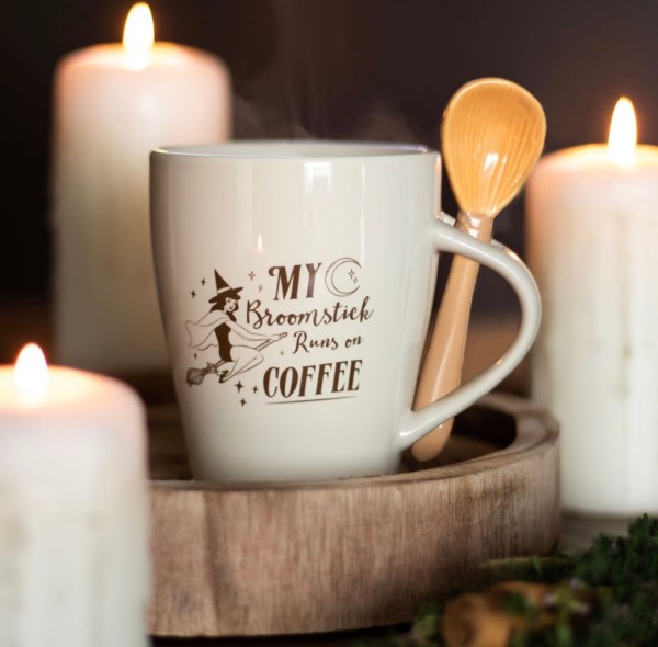 My Broomstick Runs On Coffee Mug And Spoon Set