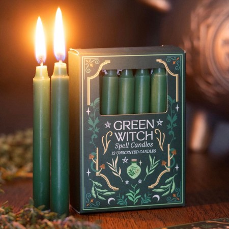 Pack Of 12 Green Witch Spell Candles