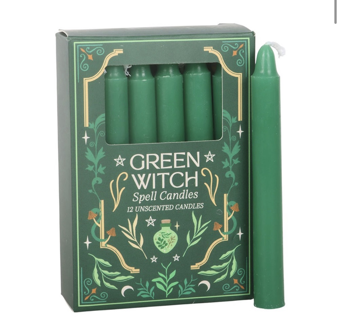 Pack Of 12 Green Witch Spell Candles - Image 2