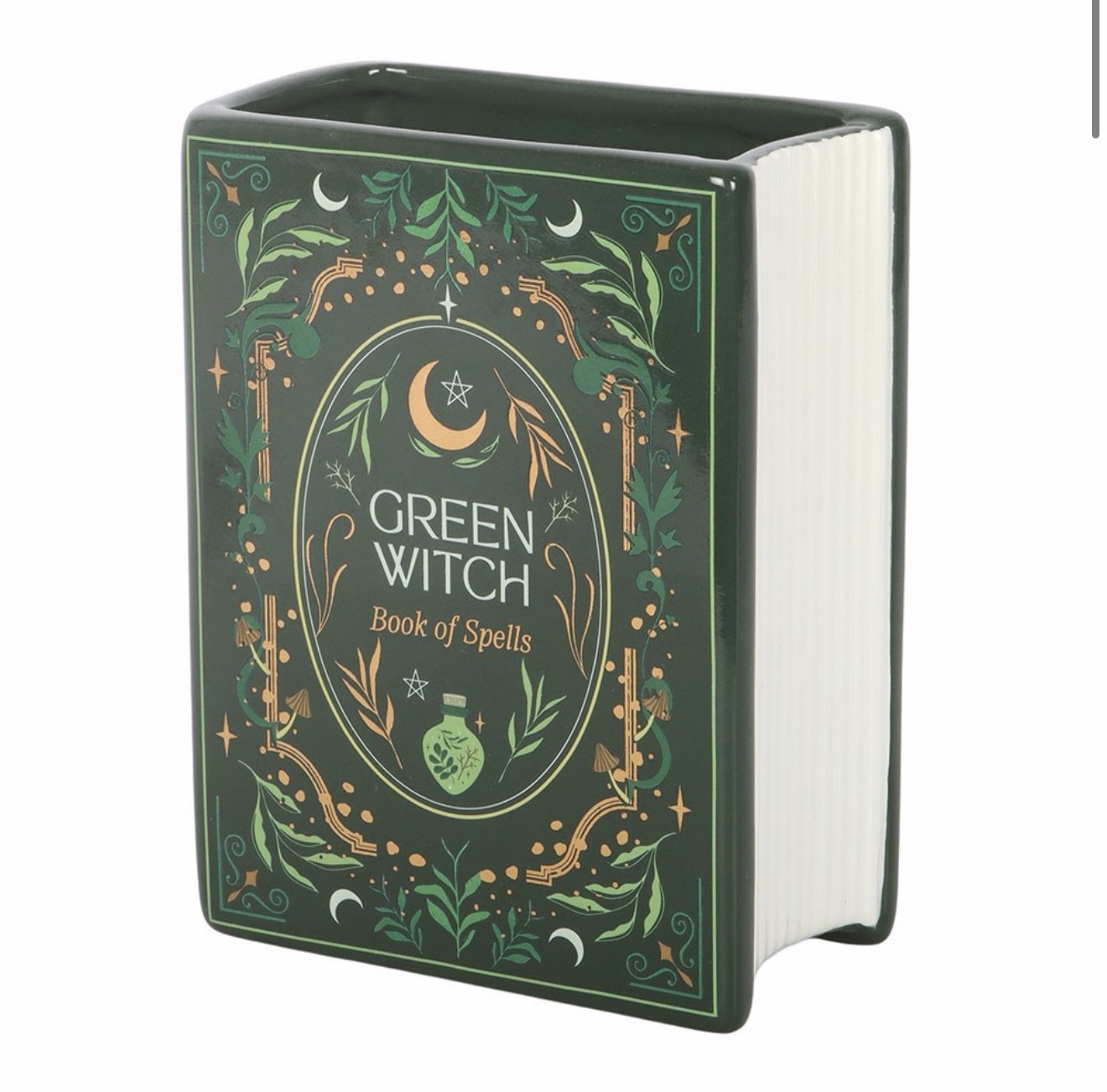 Green Witch Book Shaped Vase - Image 2