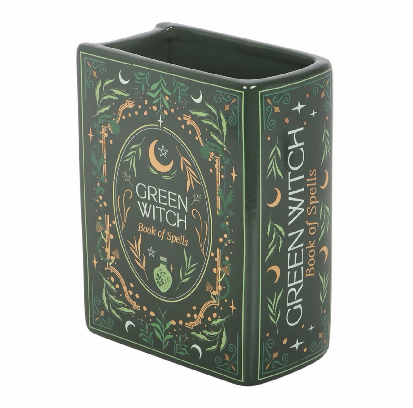 Green Witch Book Shaped Vase - Image 4