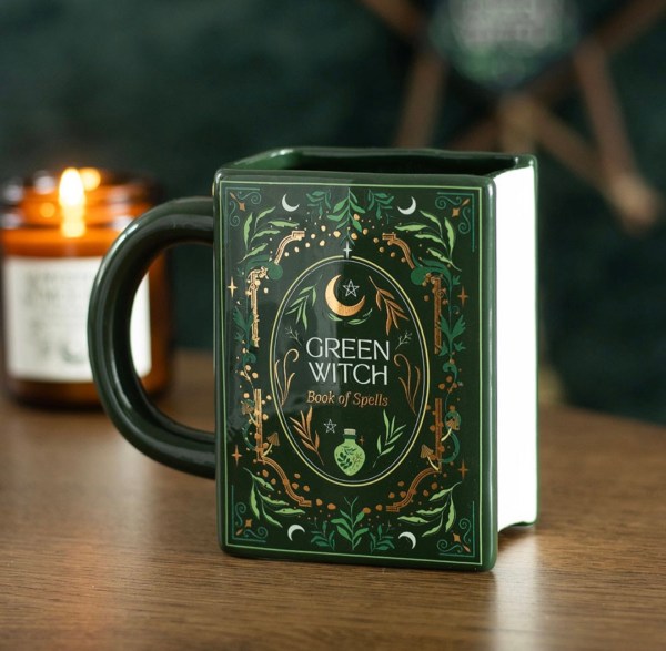 Green Witch Book Shaped Mug