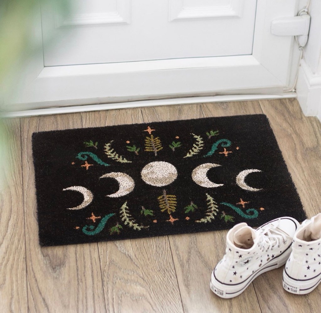 Black Dark Forest Moon Phase Doormat