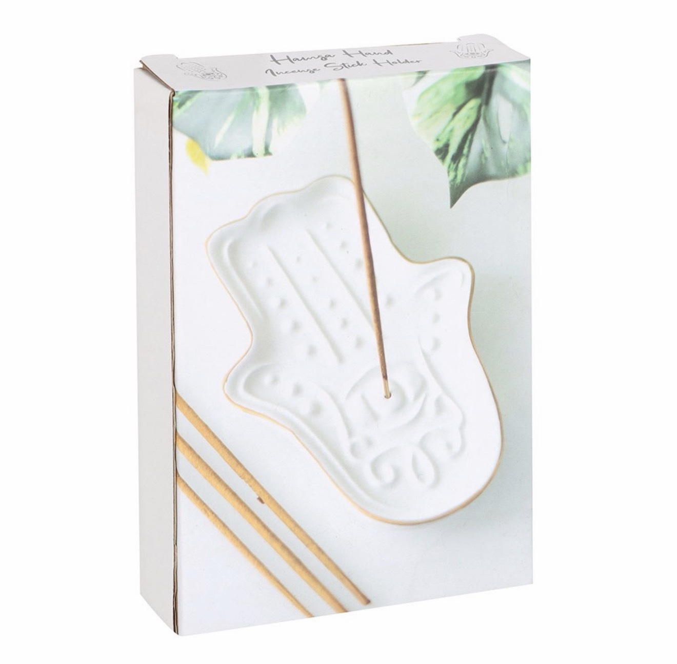 White Hamsa Hand Incense Stick Holder - Image 5